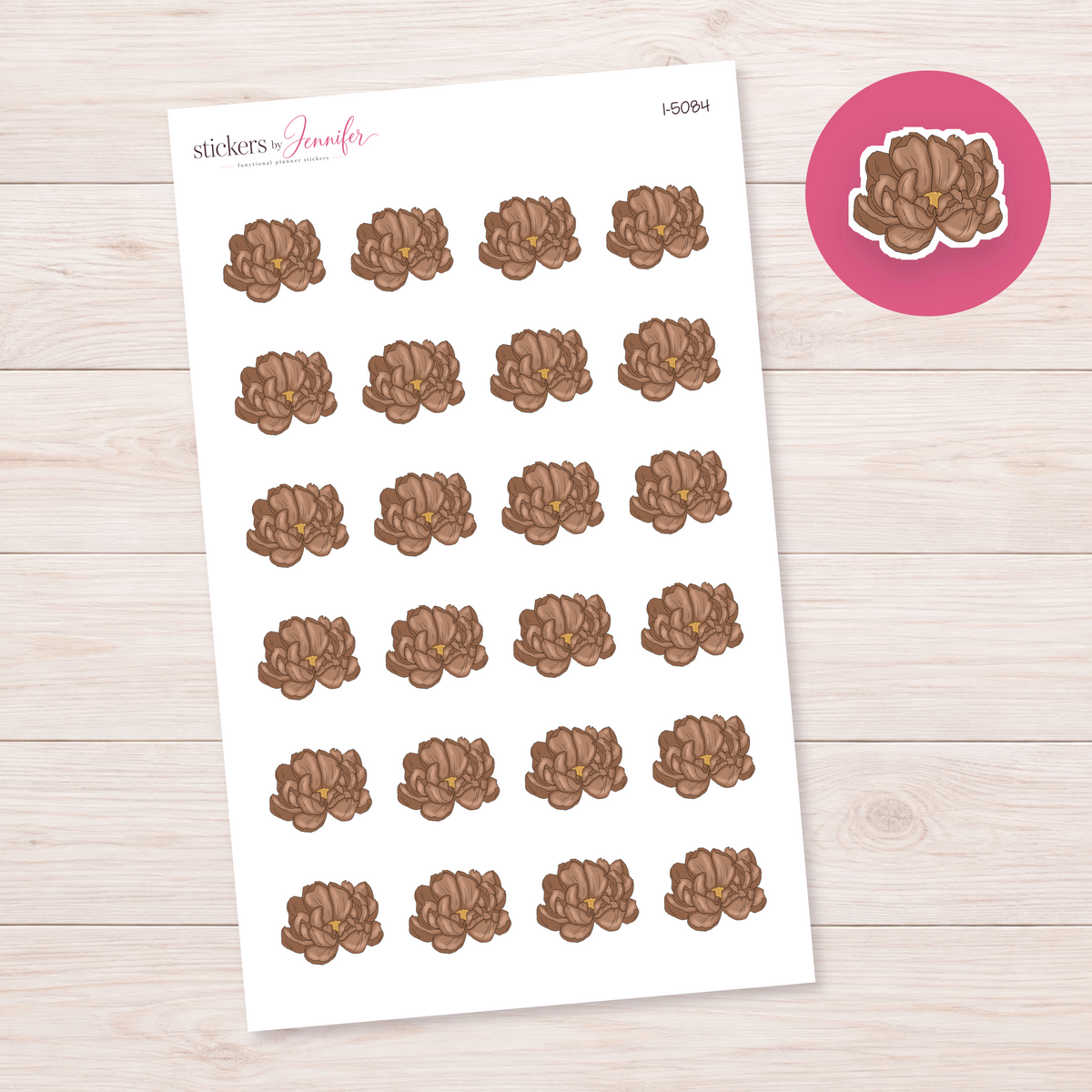 Brown Ruffled Blossom Planner Stickers | I-5084