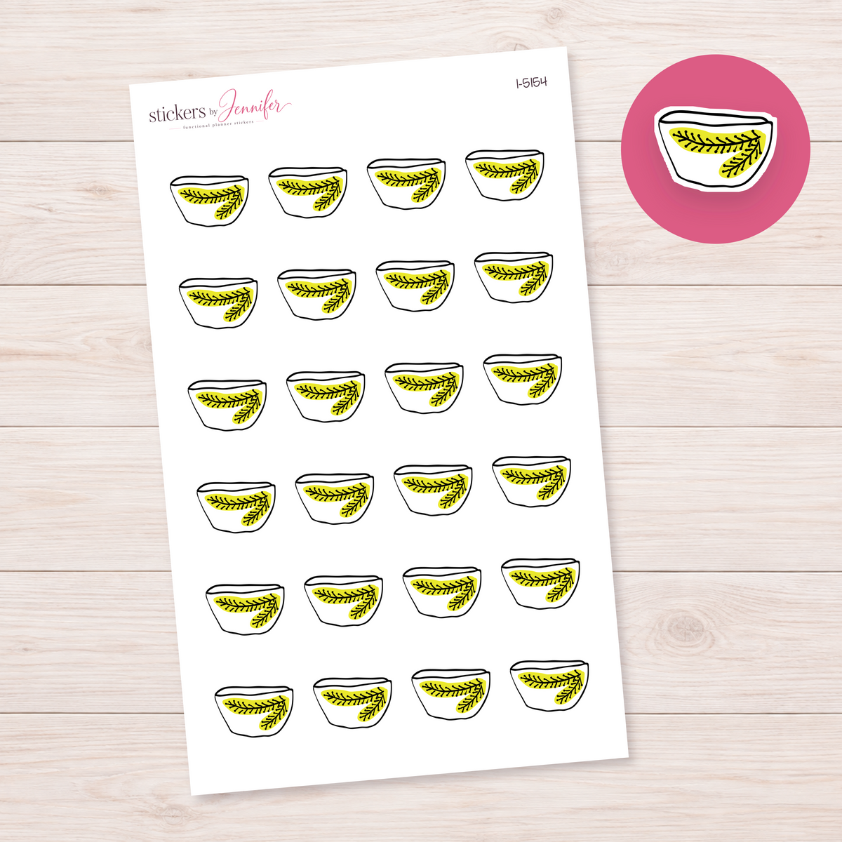 Yellow Botanical Bowl Planner Stickers | I-5154