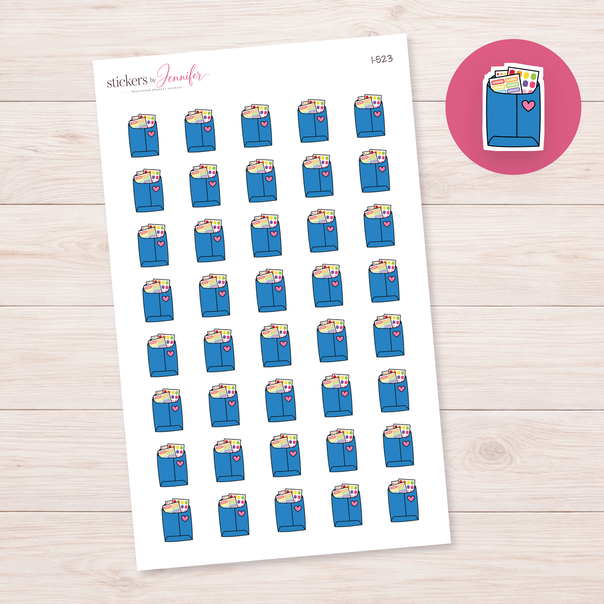 Blue Sticker Mail Envelope Planner Stickers | I-523