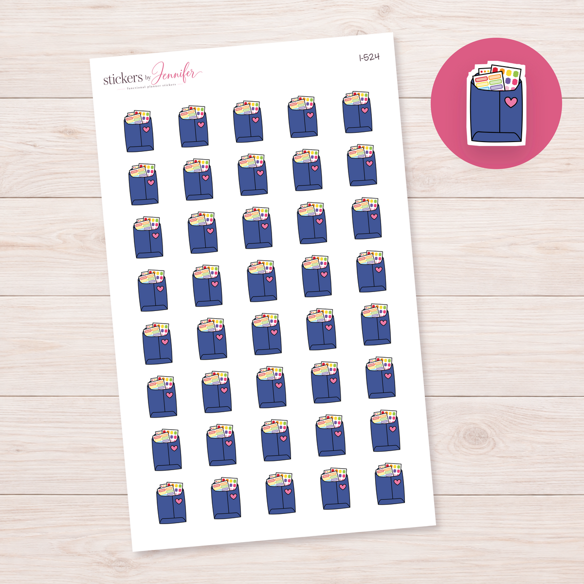 Blue Sticker Shopping Bag Planner Stickers | I-524