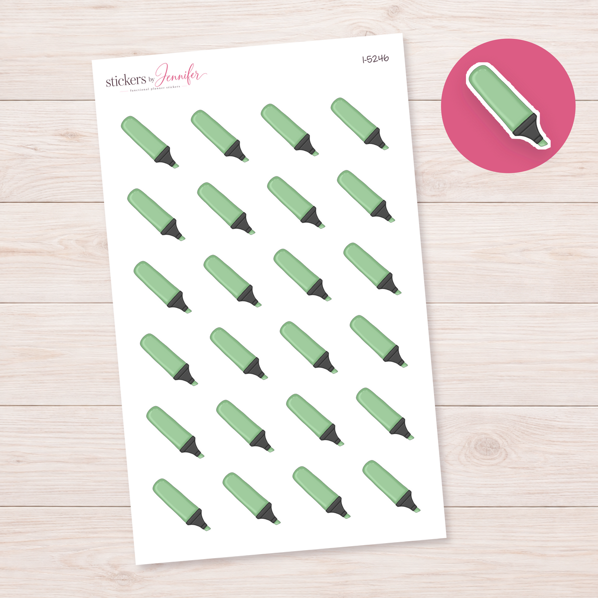 Green Highlighter Planner Stickers | I-5246