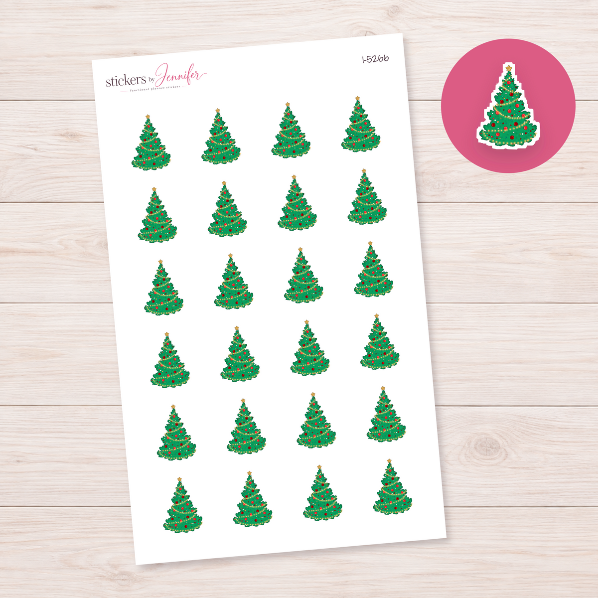 Decorated Christmas Tree Planner Stickers | I-5266