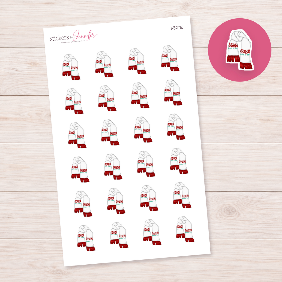Red Holiday Scarf Planner Stickers | I-5275