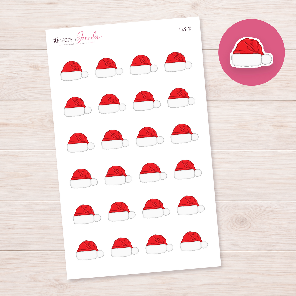 Bright Red Santa Hat Planner Stickers | I-5276