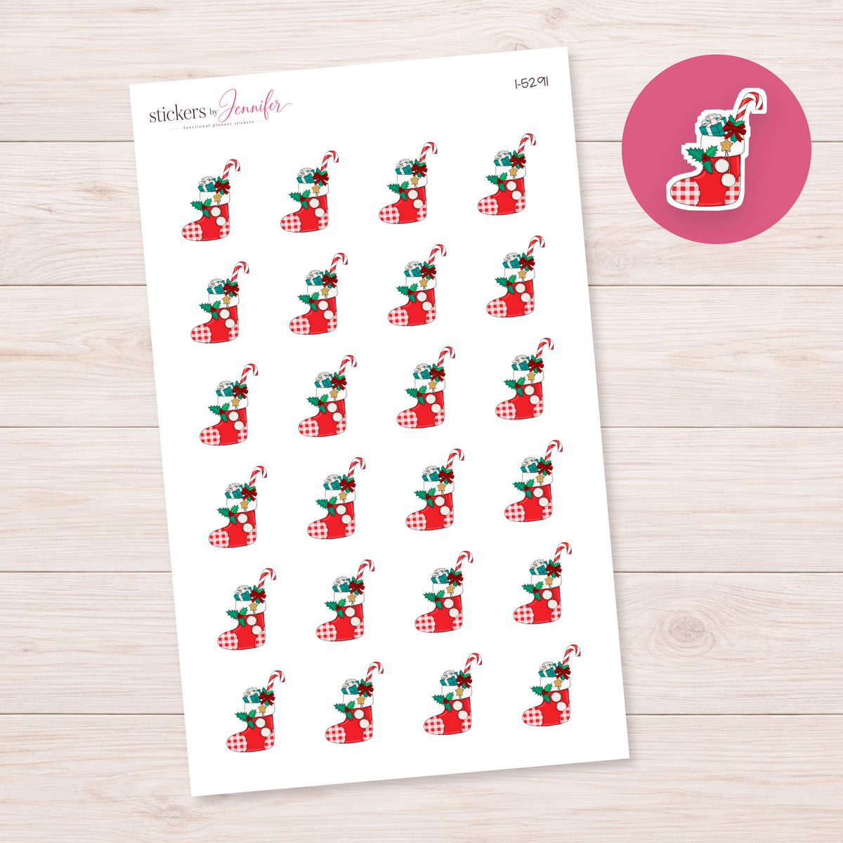 Gift-Filled Holiday Stocking Planner Stickers | I-5291
