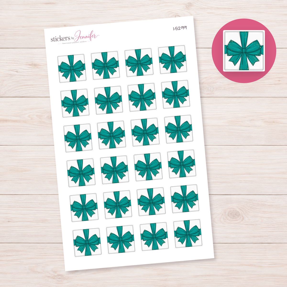 Teal Bow Gift Planner Stickers | I-5299