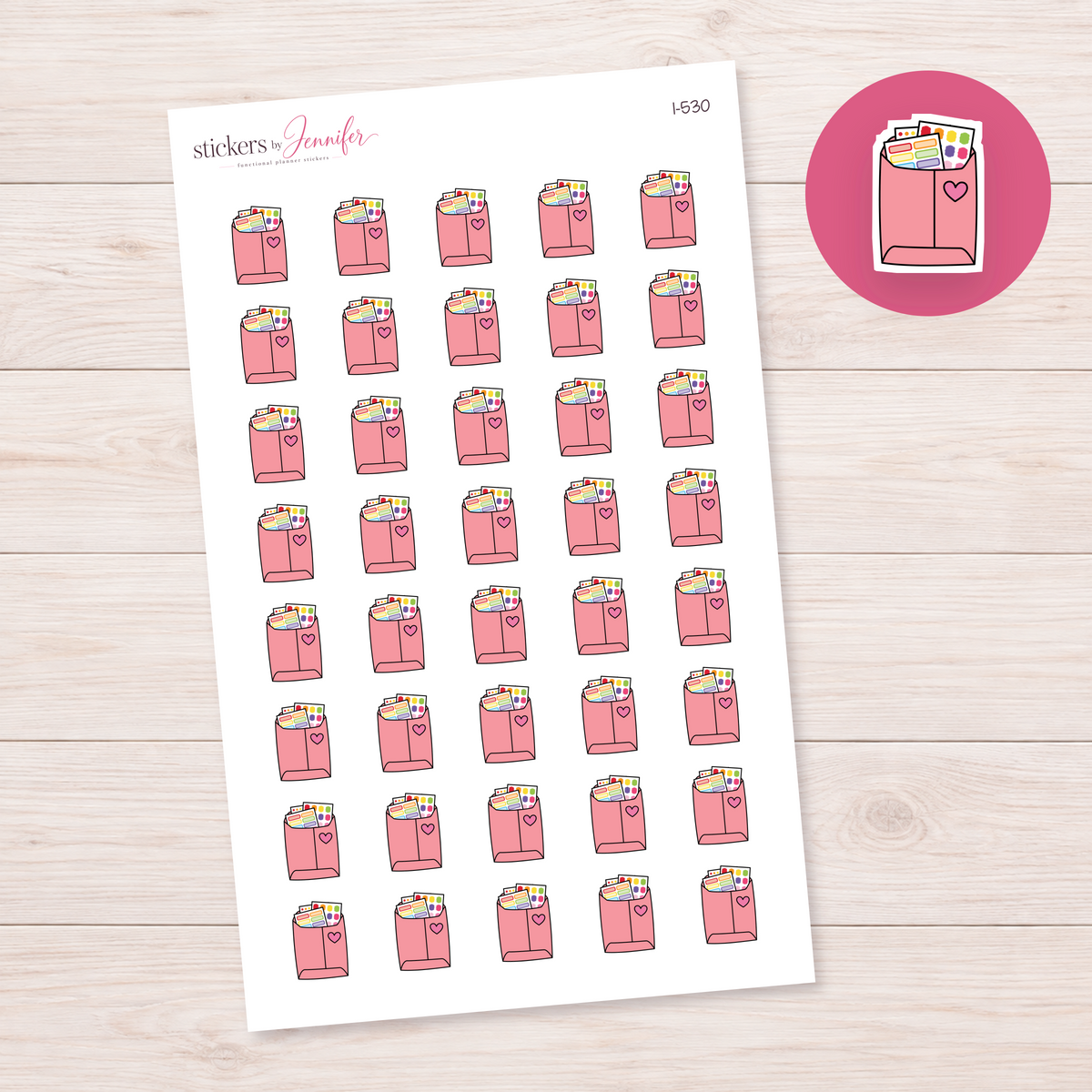 Pink Sticker Shopping Bag Planner Stickers | I-530