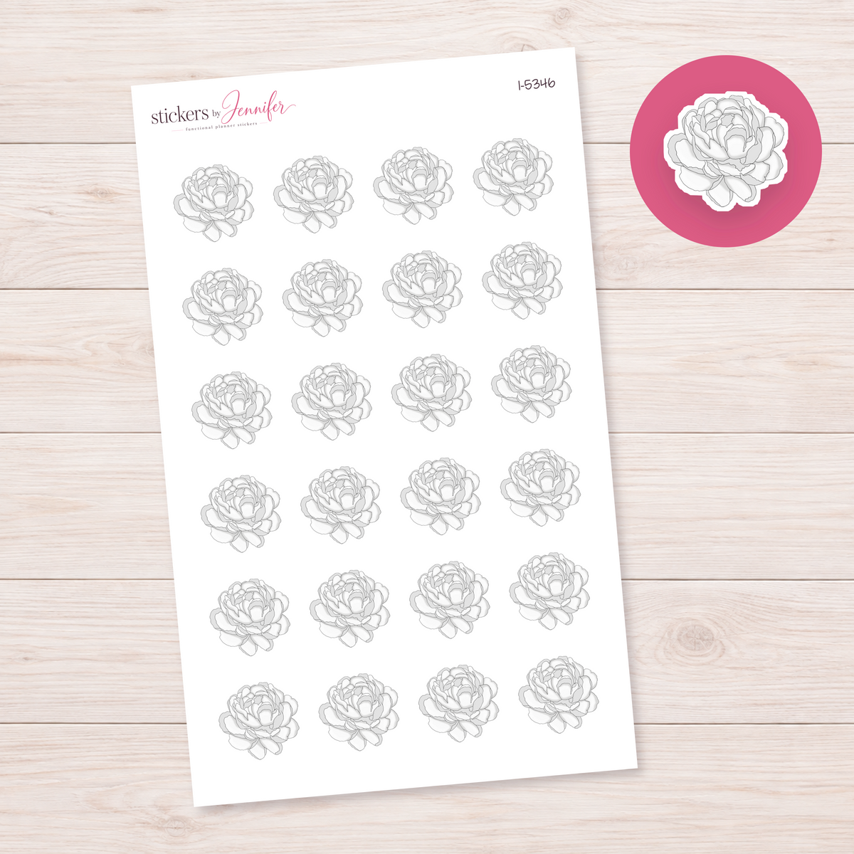 White Flower Planner Stickers | I-5346