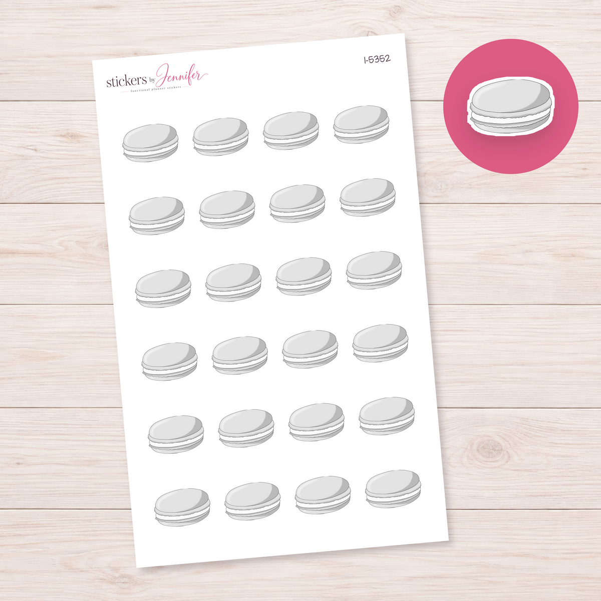 White Macaron Planner Stickers | I-5352