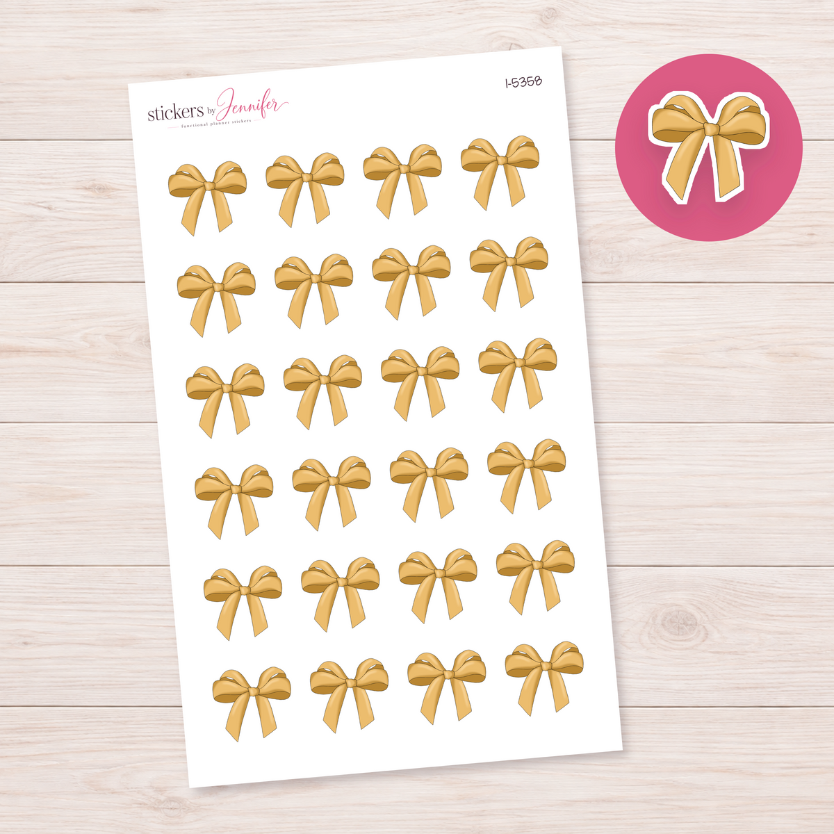 Golden Ribbon Bow Planner Stickers | I-5358