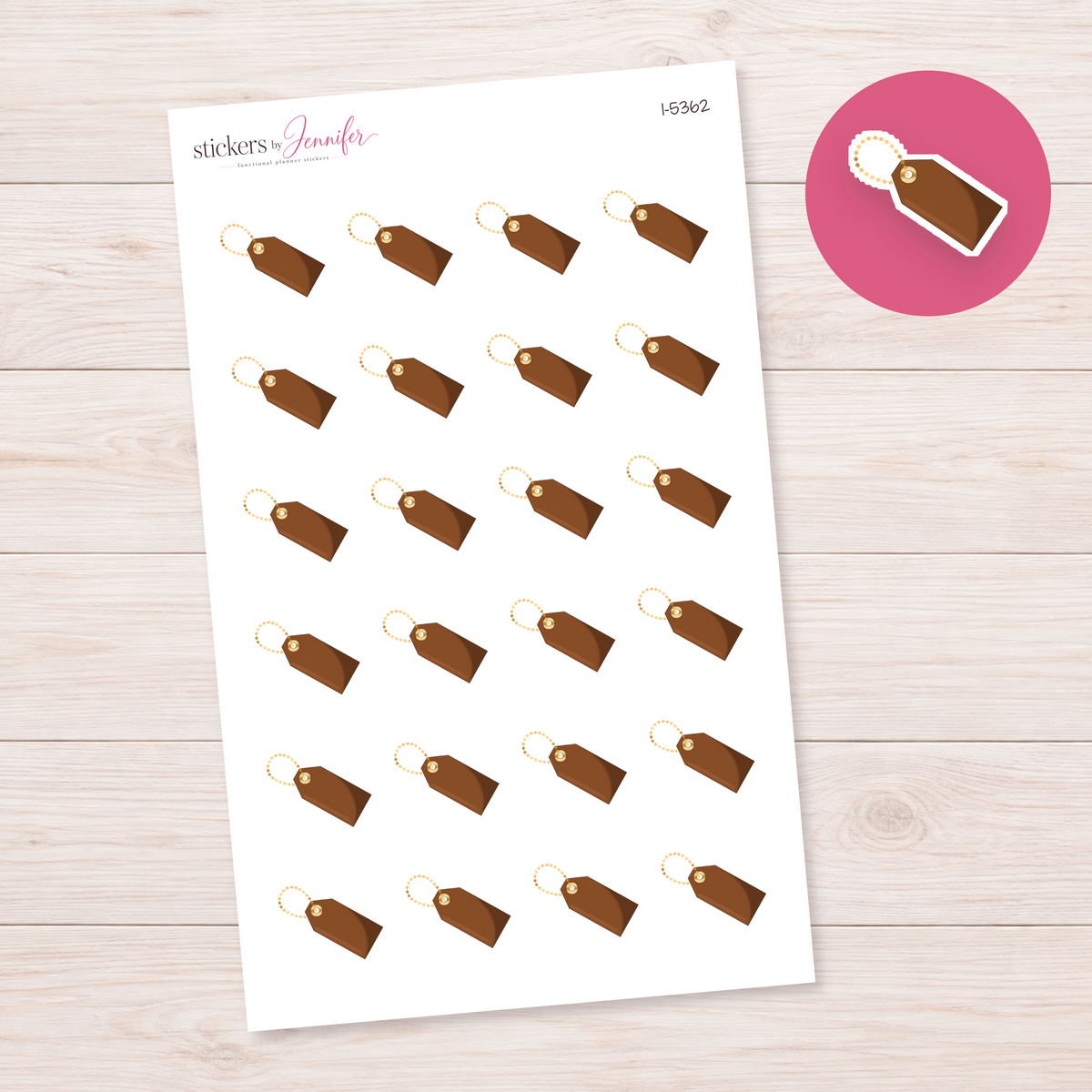 Brown Gift Tag Planner Stickers | I-5362