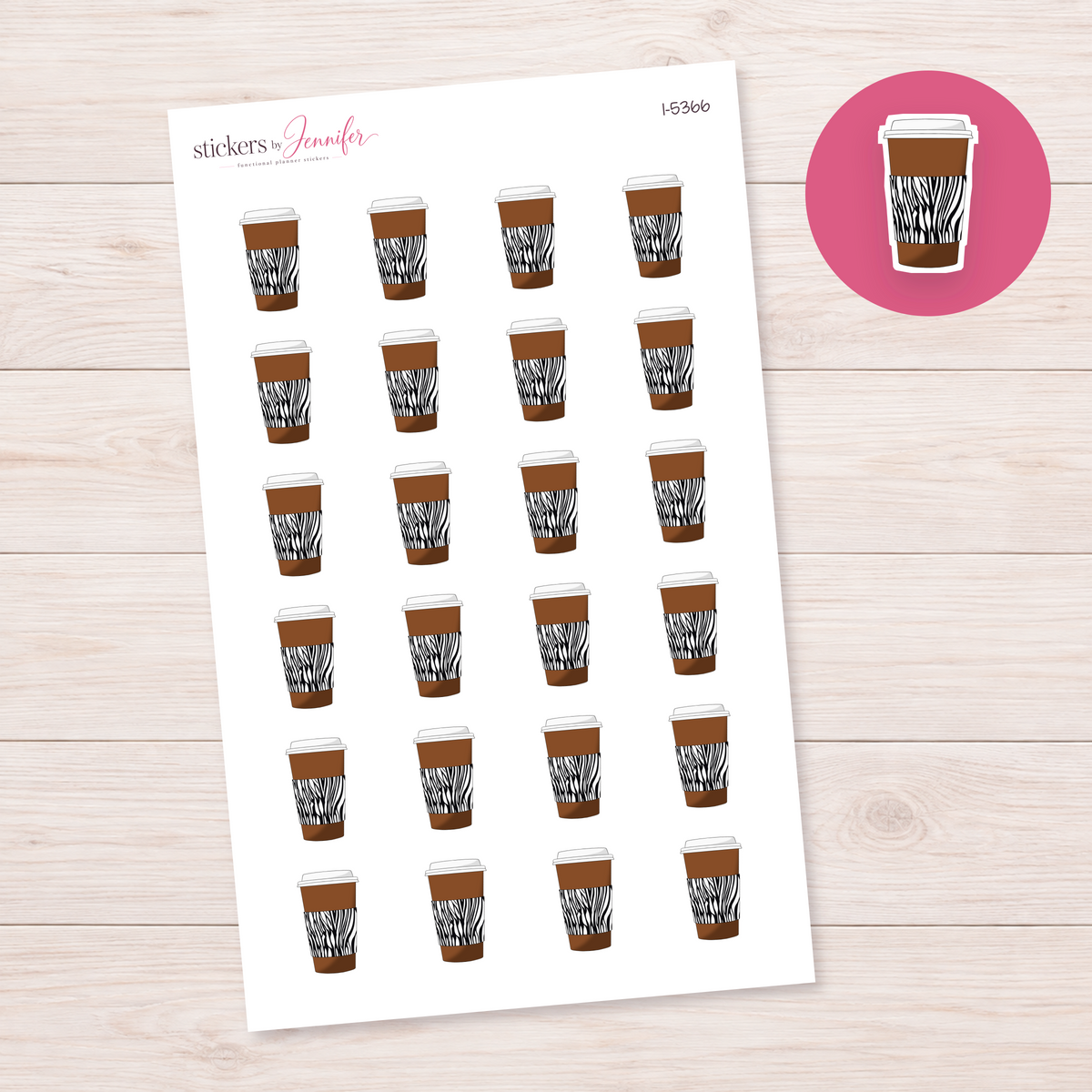 Zebra Coffee Cup Planner Stickers | I-5366