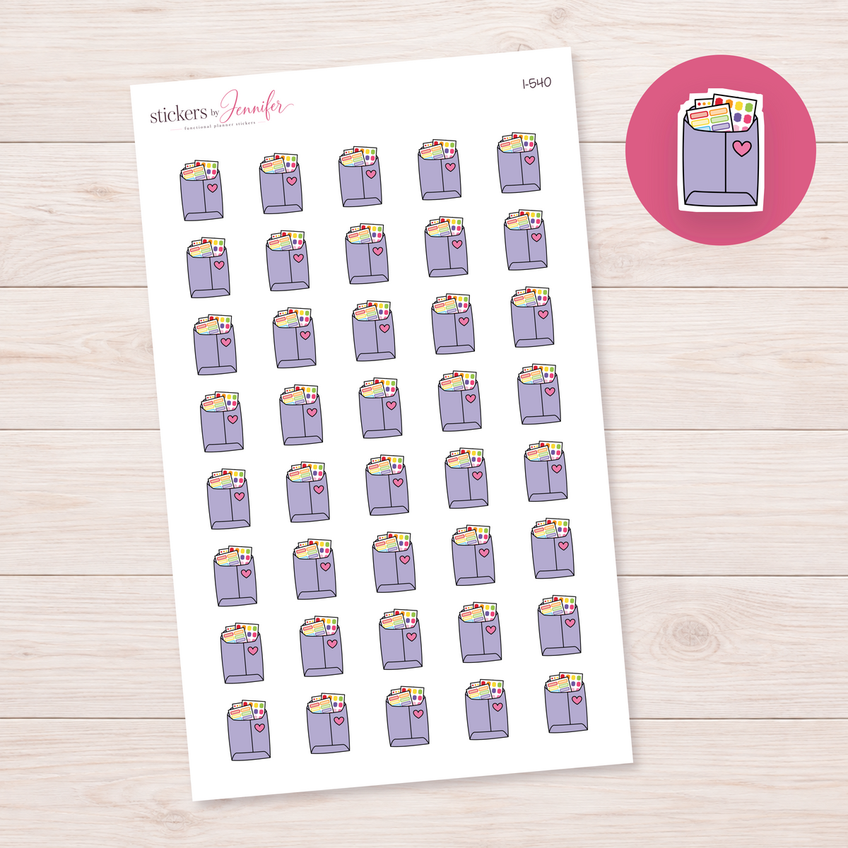 Lavender Sticker Mail Envelope Planner Stickers | I-540
