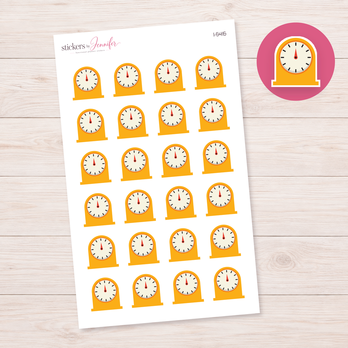 Golden Mantel Clock Planner Stickers | I-5415