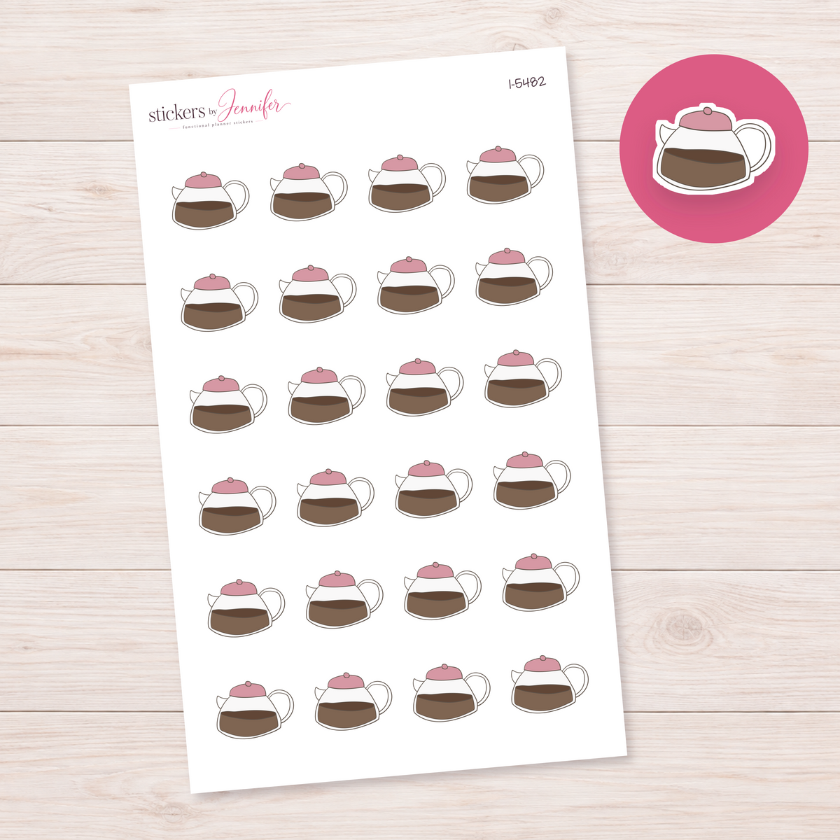 Pink-Lid Coffee Pot Planner Stickers | I-5482
