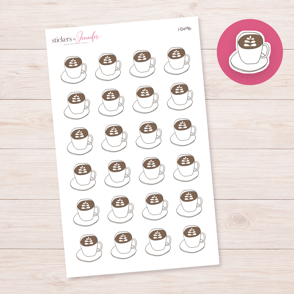 Leaf Latte Art Cup Planner Stickers | I-5496