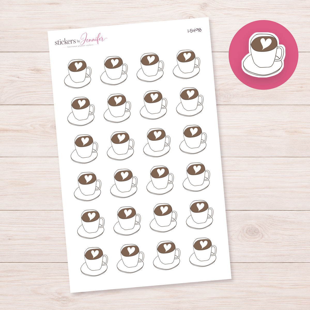 Heart Latte Art Cup Planner Stickers | I-5498