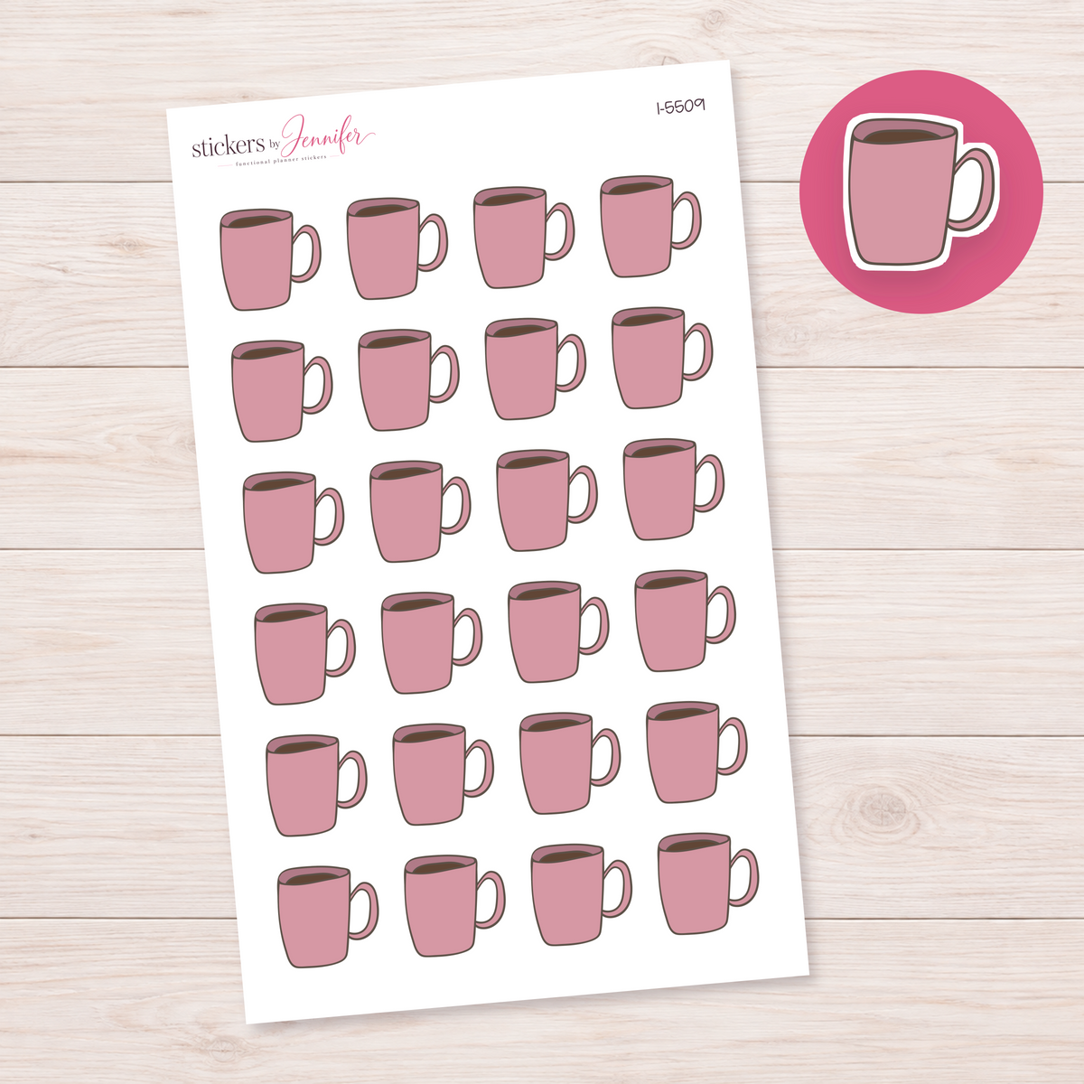Pink Coffee Mug Planner Stickers | I-5509