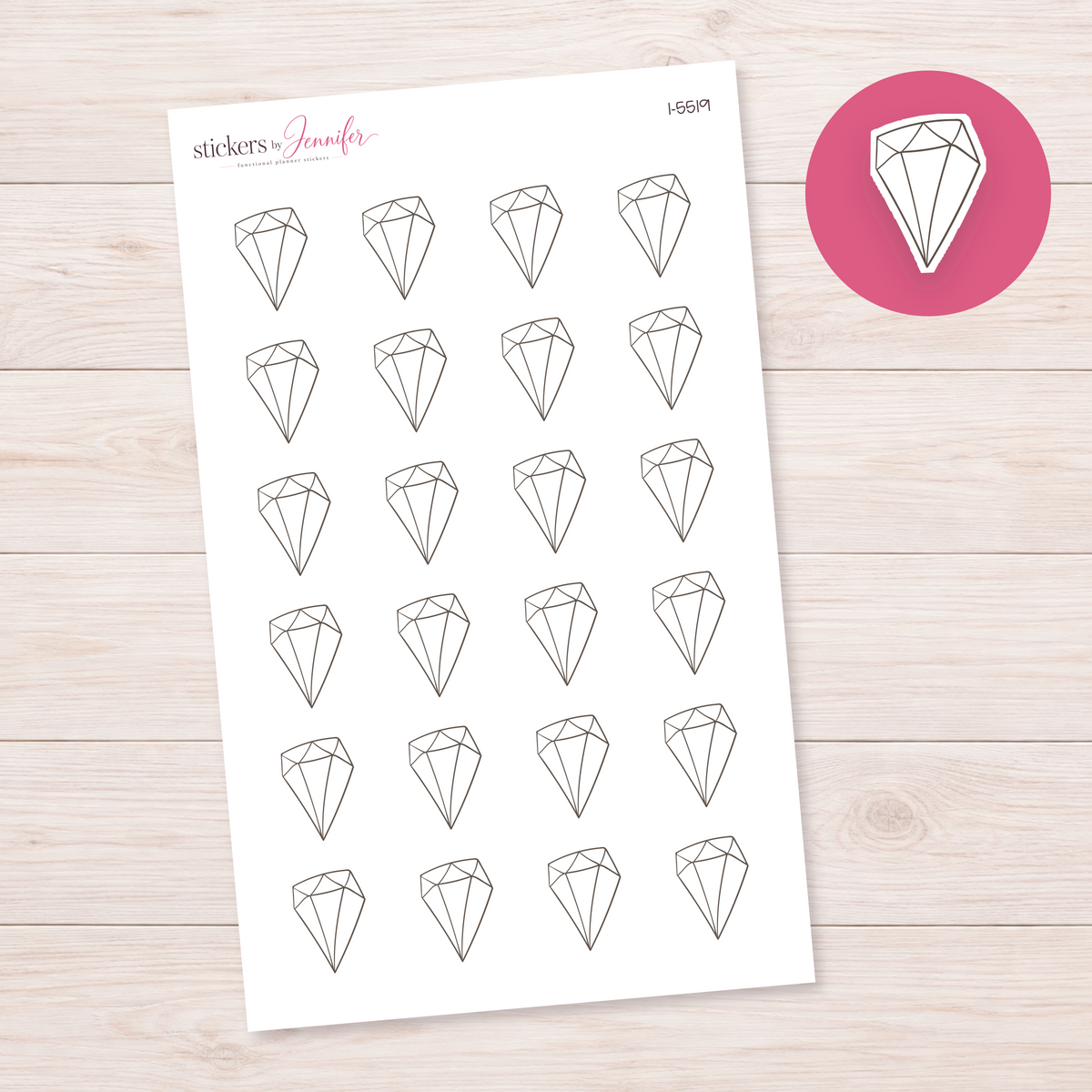 Outline Diamond Planner Stickers | I-5519