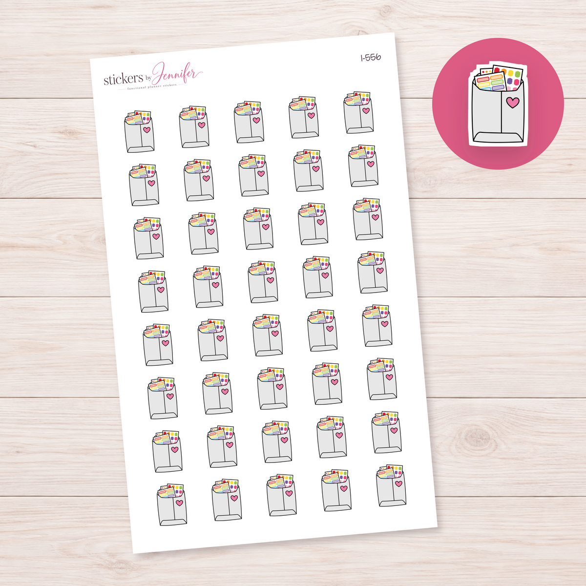 Pale Gray Sticker Mail Envelope Planner Stickers | I-556
