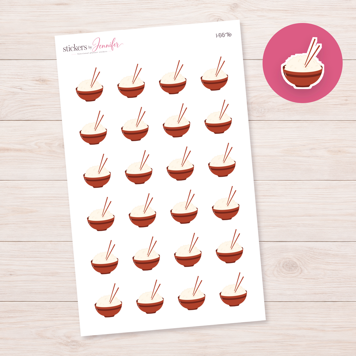 Rice Bowl with Chopsticks Planner Stickers | I-5576