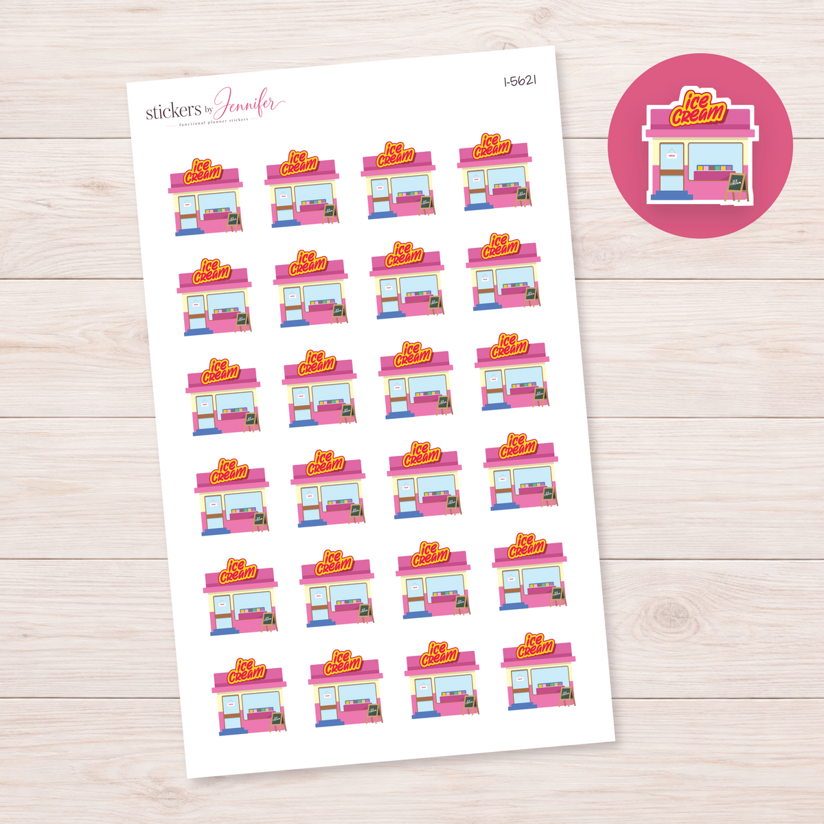 Pink Ice Cream Shop Planner Stickers | I-5621