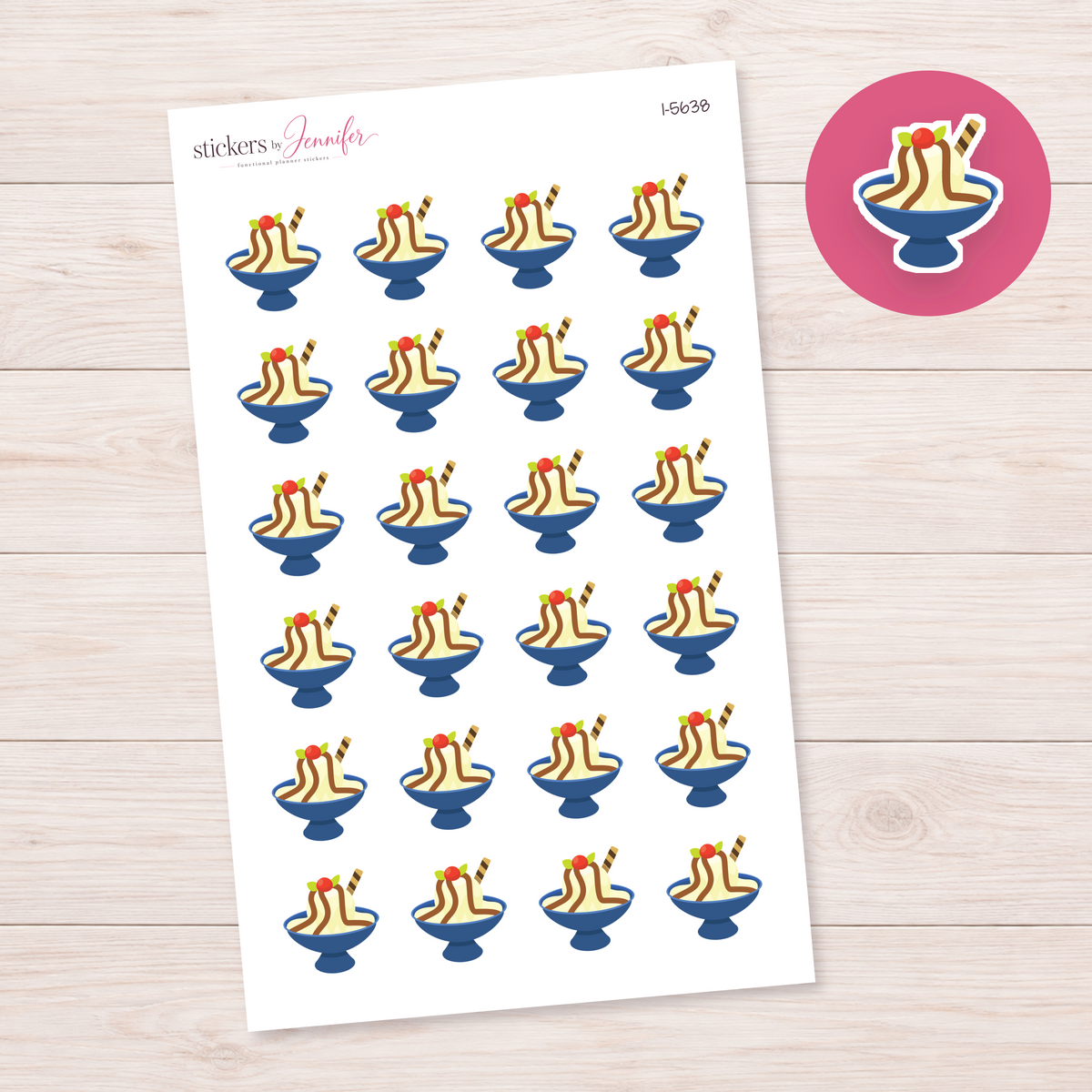 Sundae in Blue Bowl Planner Stickers | I-5638
