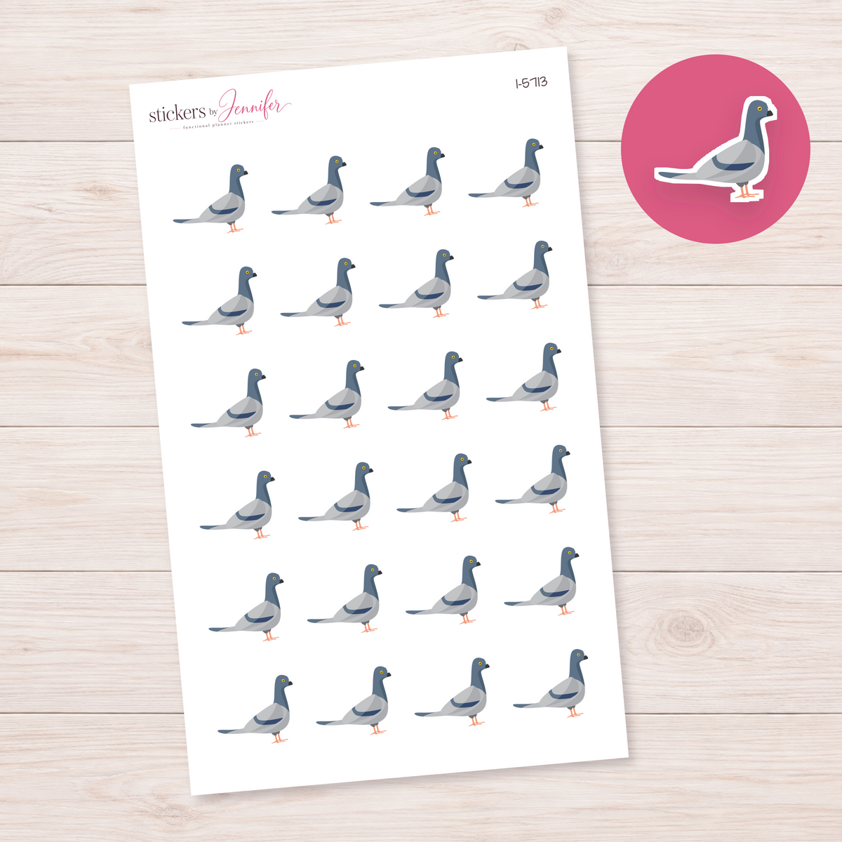 Gray Pigeon Planner Stickers | I-5713