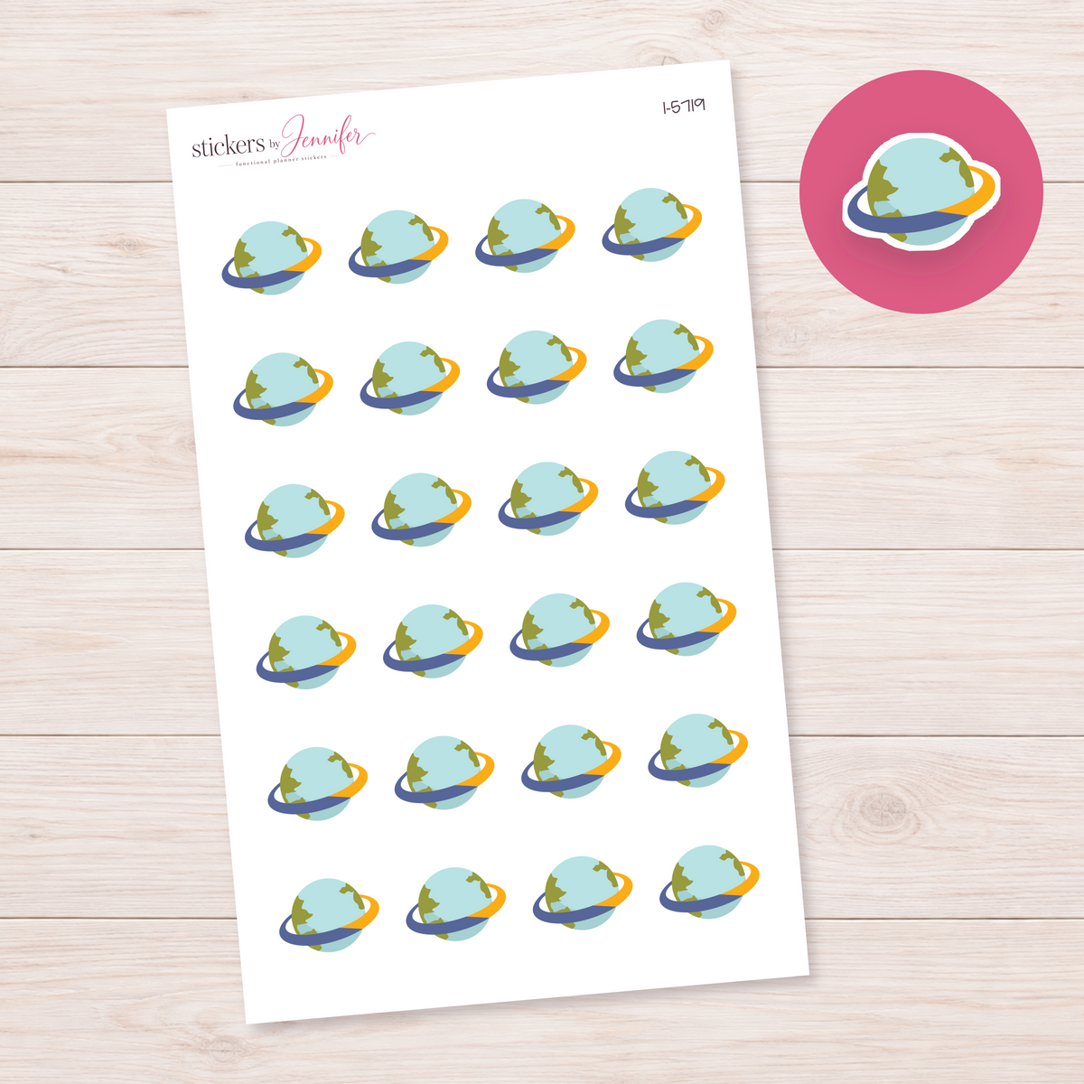 Orbiting Globe Planner Stickers | I-5719