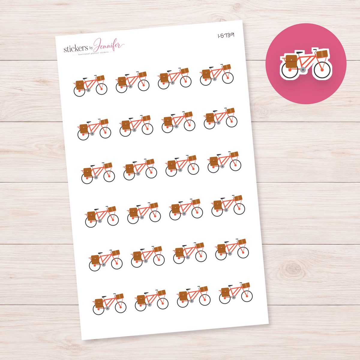 Bicycle with Bags Planner Stickers | I-5739