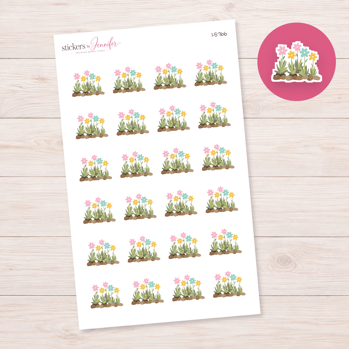 Colorful Flower Bed Planner Stickers | I-5766