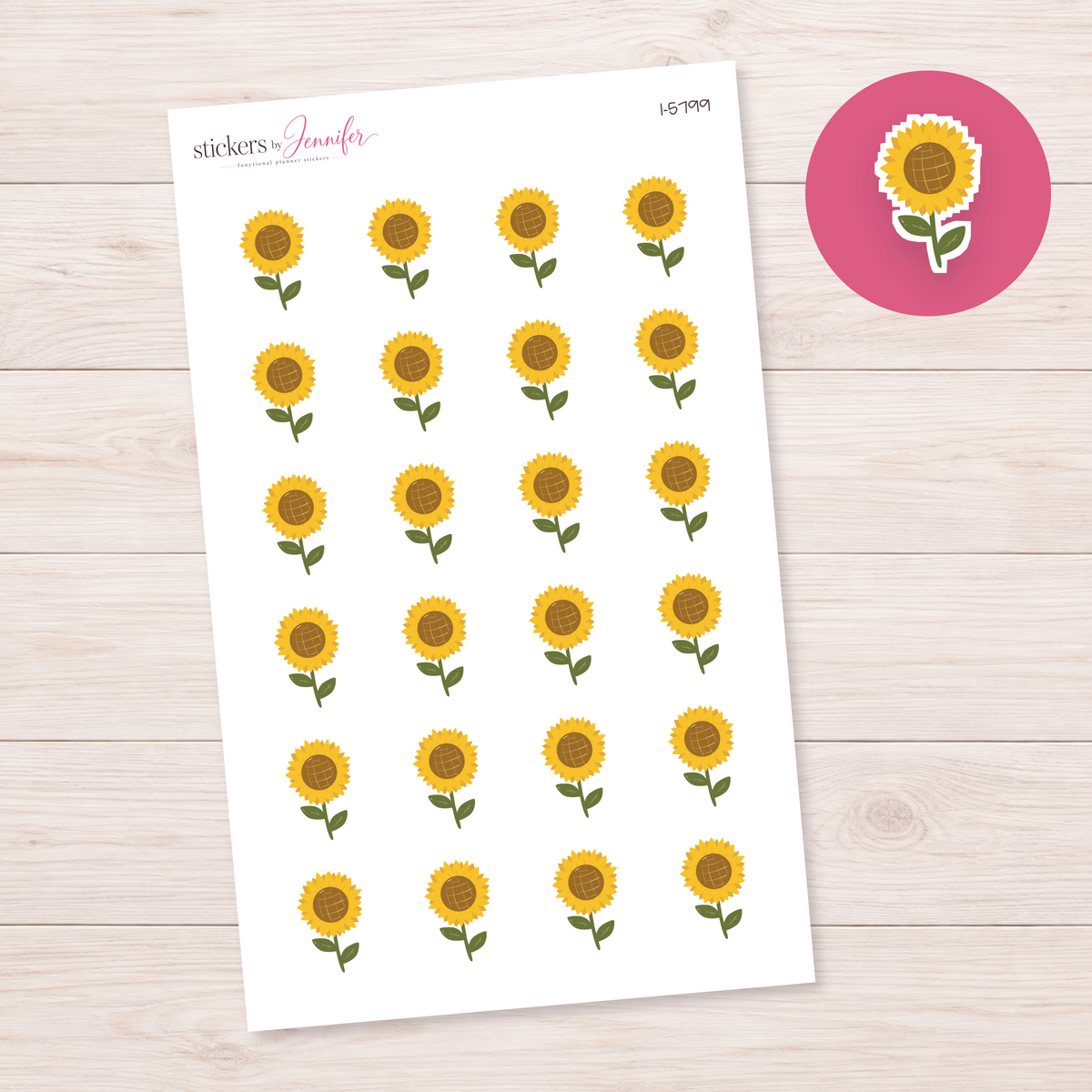 Sunflower Stem Planner Stickers | I-5799