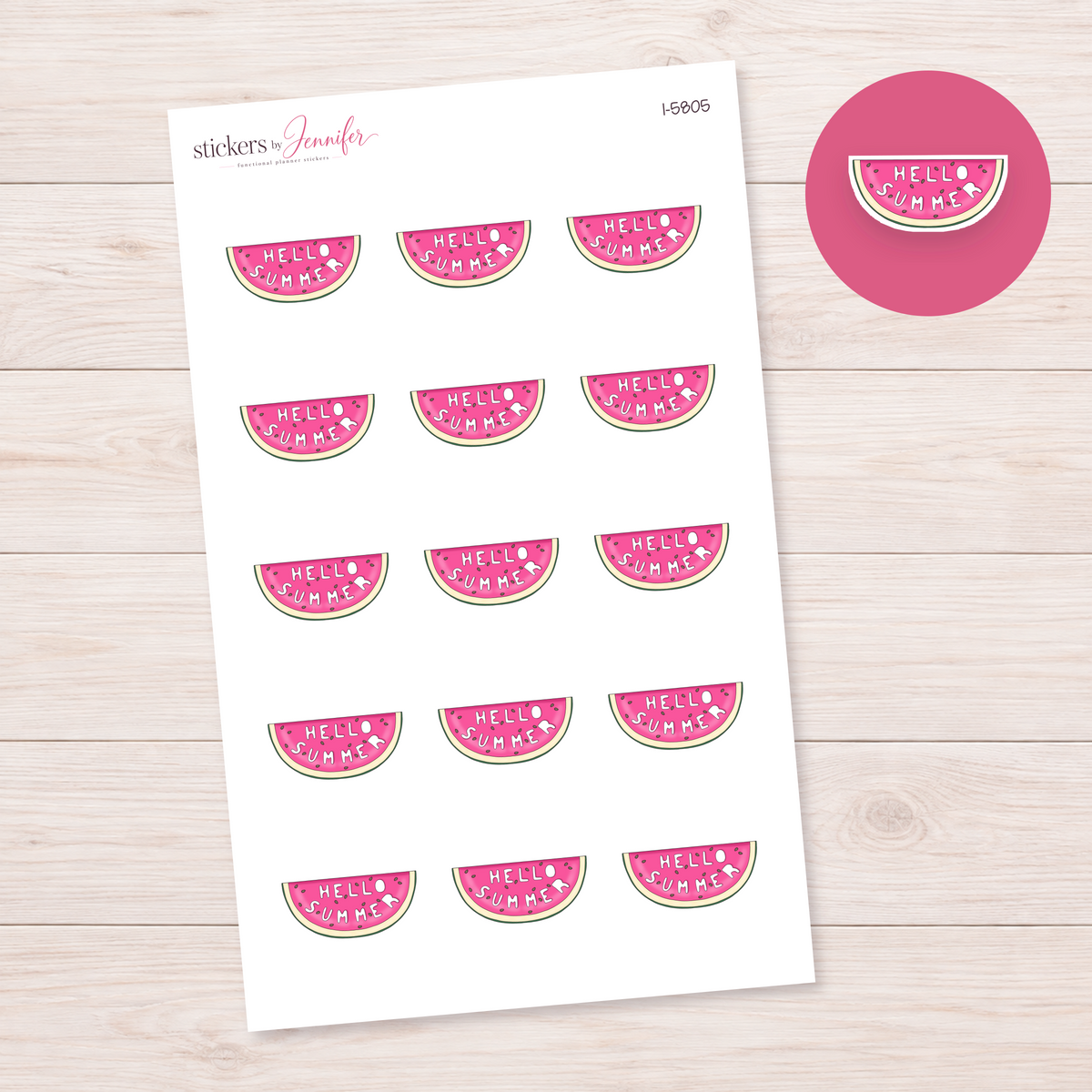 Hello Summer Watermelon Planner Stickers | I-5805