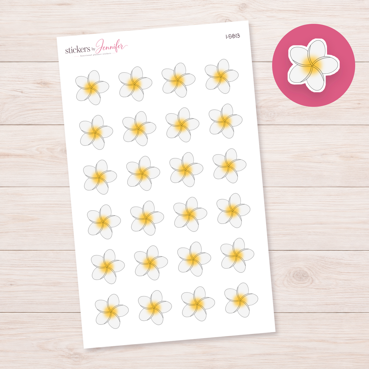 Yellow-Center Tropical Flower Planner Stickers | I-5813