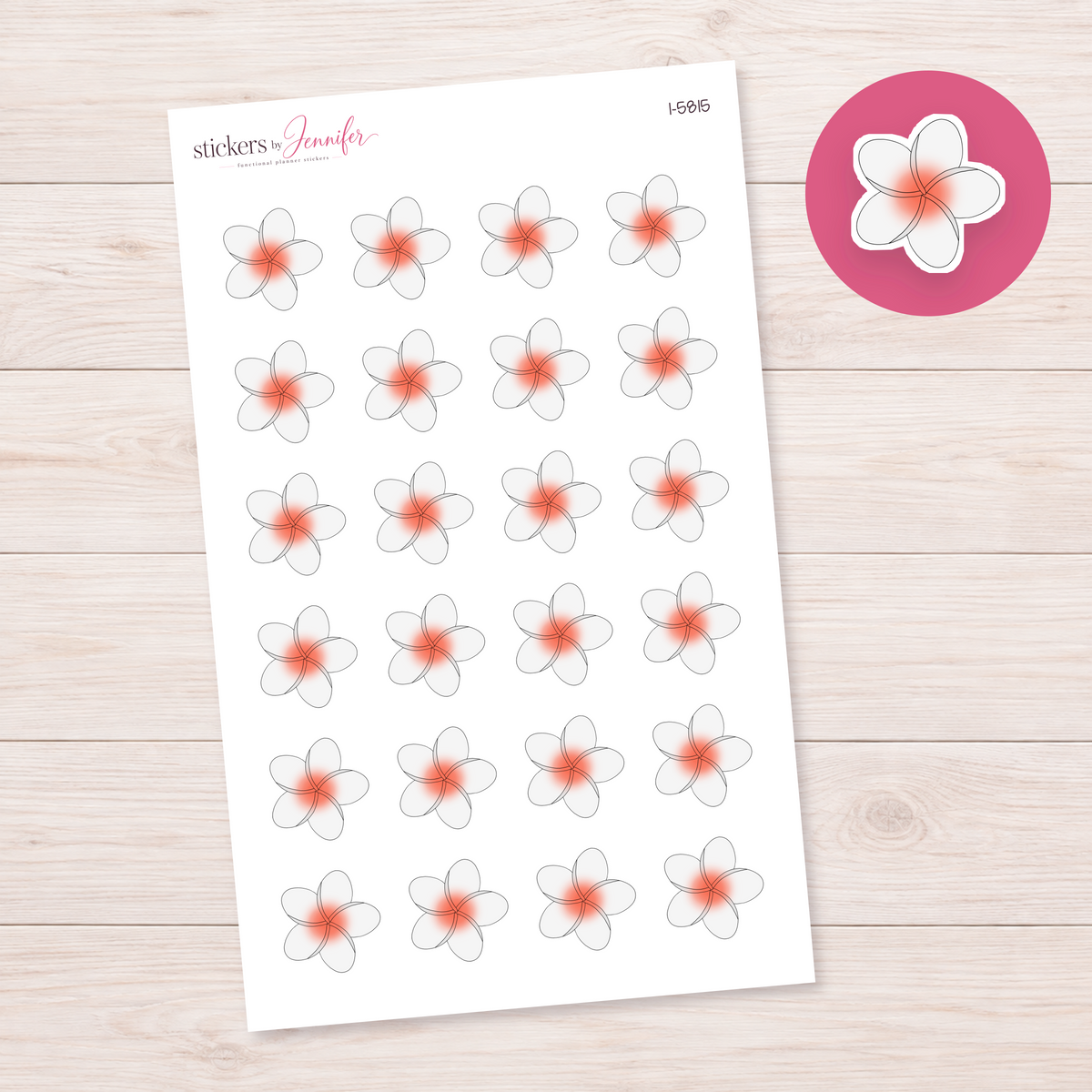 Coral-Center Tropical Flower Planner Stickers | I-5815