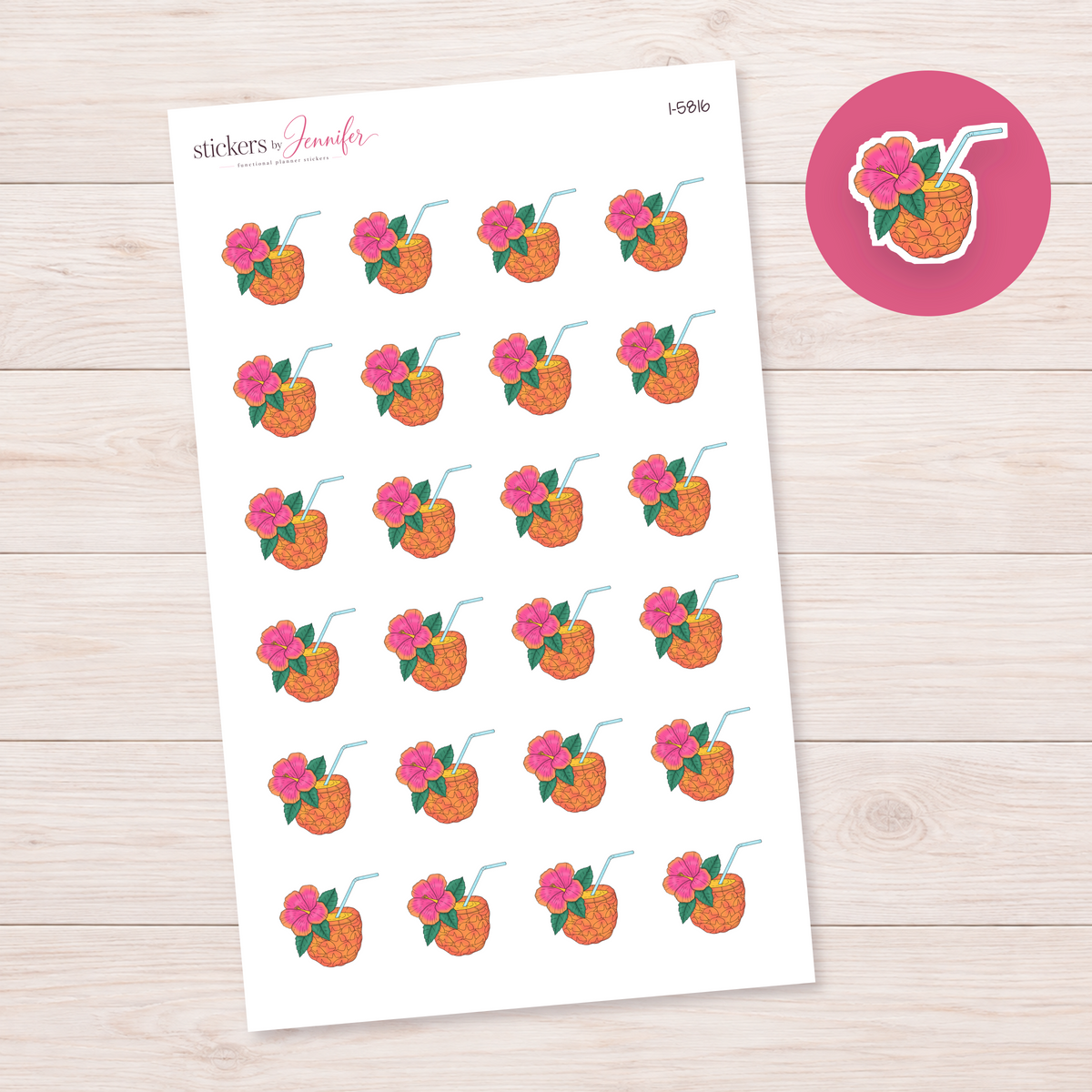 Tropical Pineapple Drink Planner Stickers | I-5816