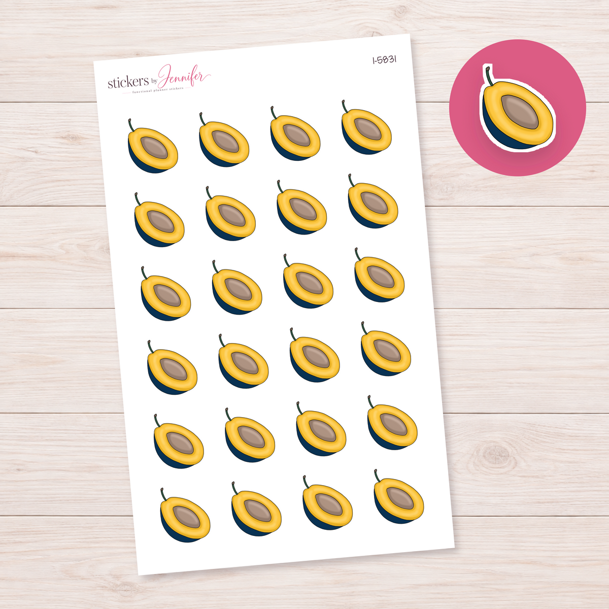 Golden Stone Fruit Half Planner Stickers | I-5831