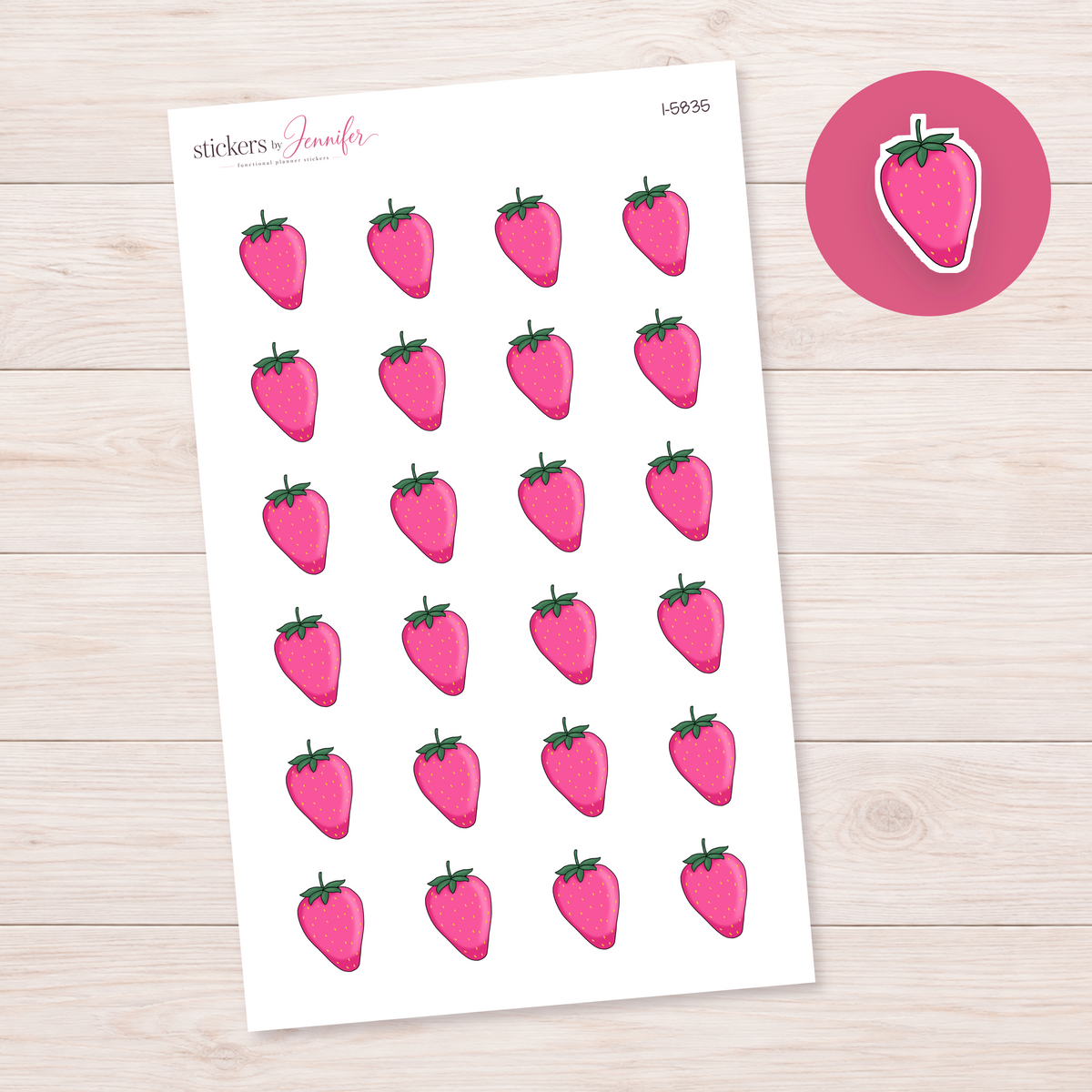 Pink Strawberry Planner Stickers | I-5835