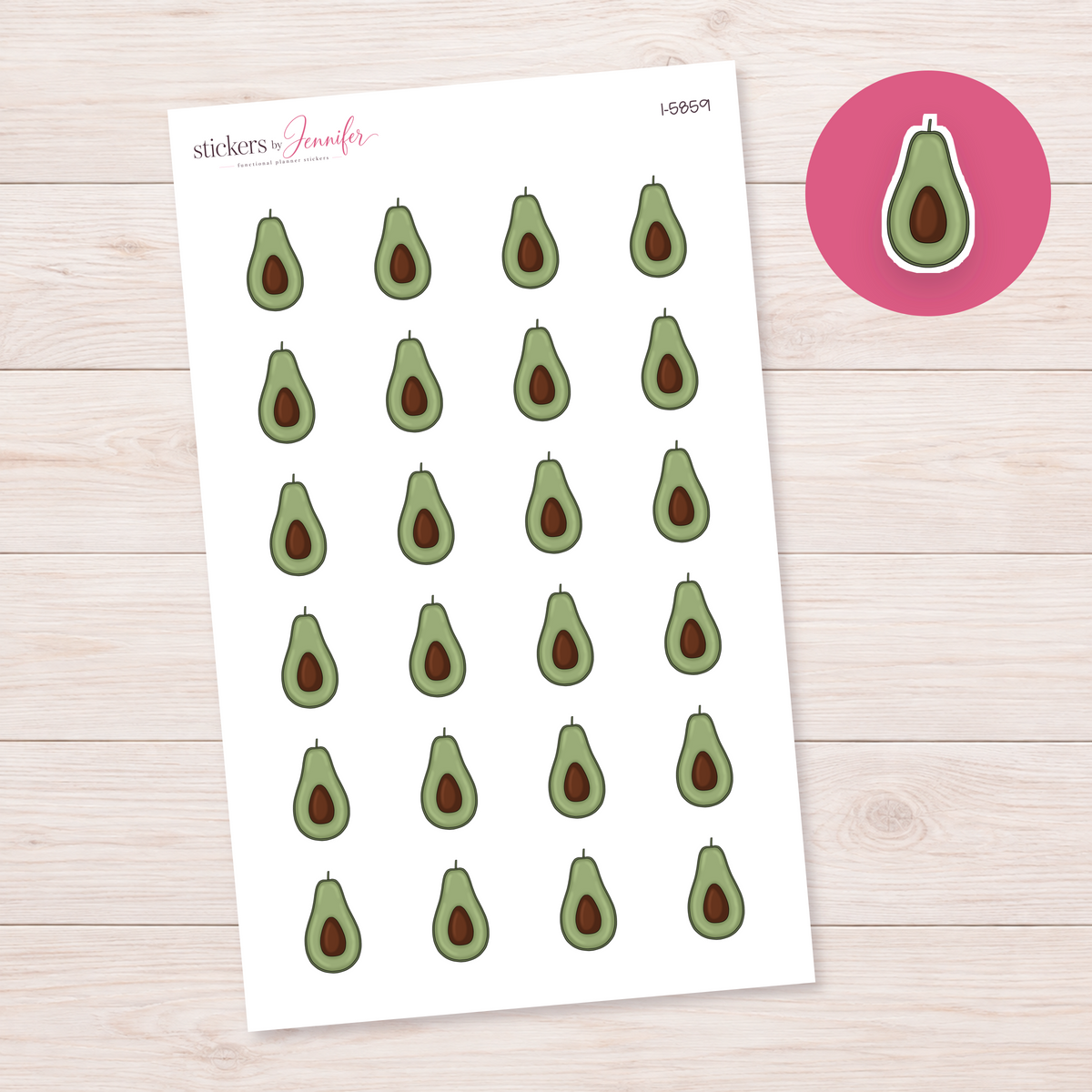 Olive Avocado Half Planner Stickers | I-5859