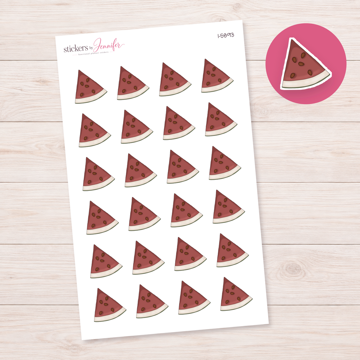Muted Red Watermelon Wedge Planner Stickers | I-5893