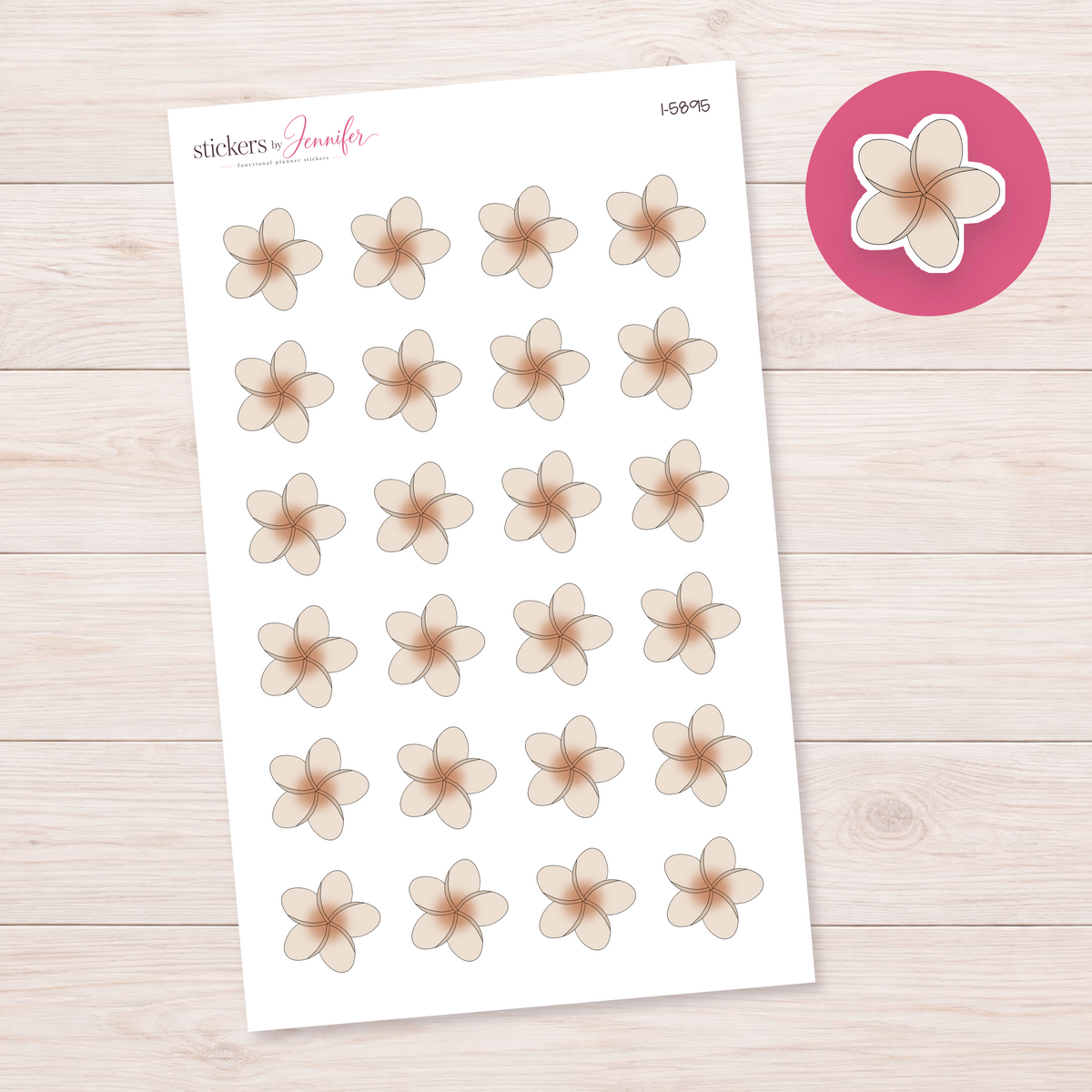 Tan-Center Tropical Flower Planner Stickers | I-5895