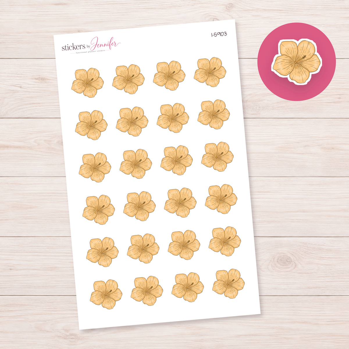 Golden Hibiscus Planner Stickers | I-5903
