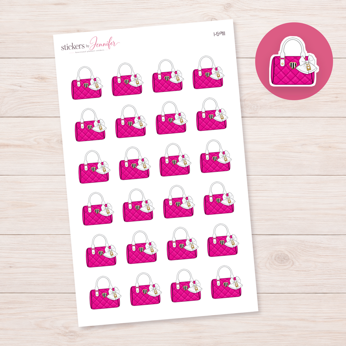Pink Quilted Handbag Planner Stickers | I-5911