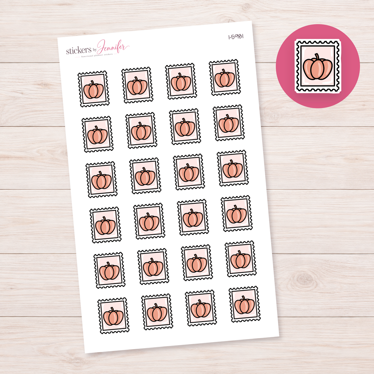 Peach Pumpkin Stamp Planner Stickers | I-5981
