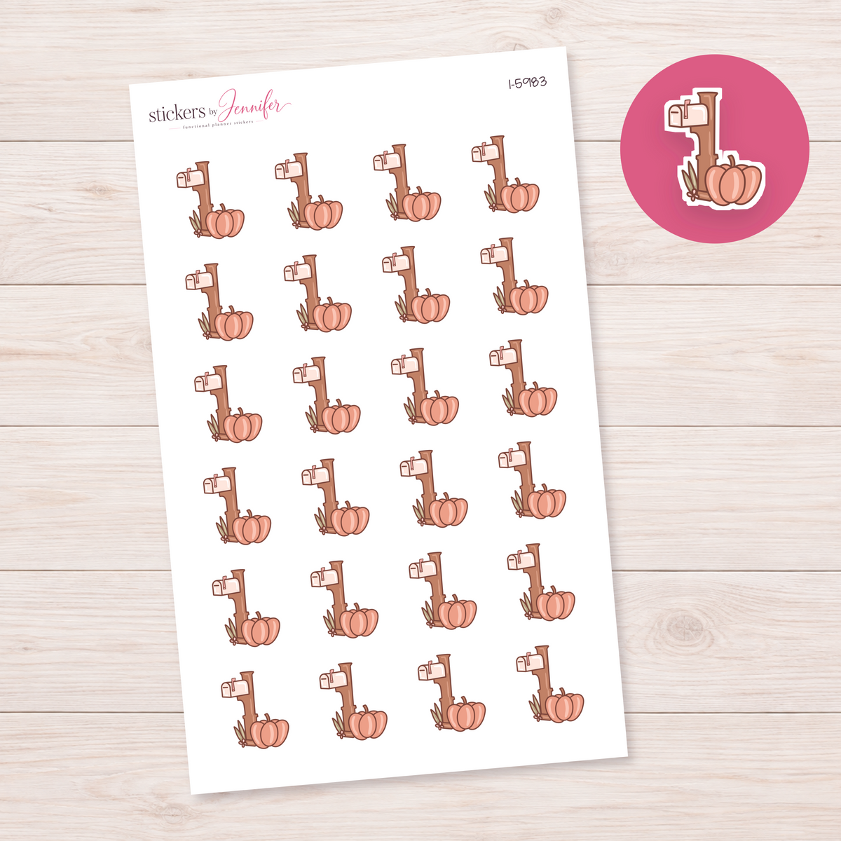 Autumn Mailbox with Pumpkin Planner Stickers | I-5983
