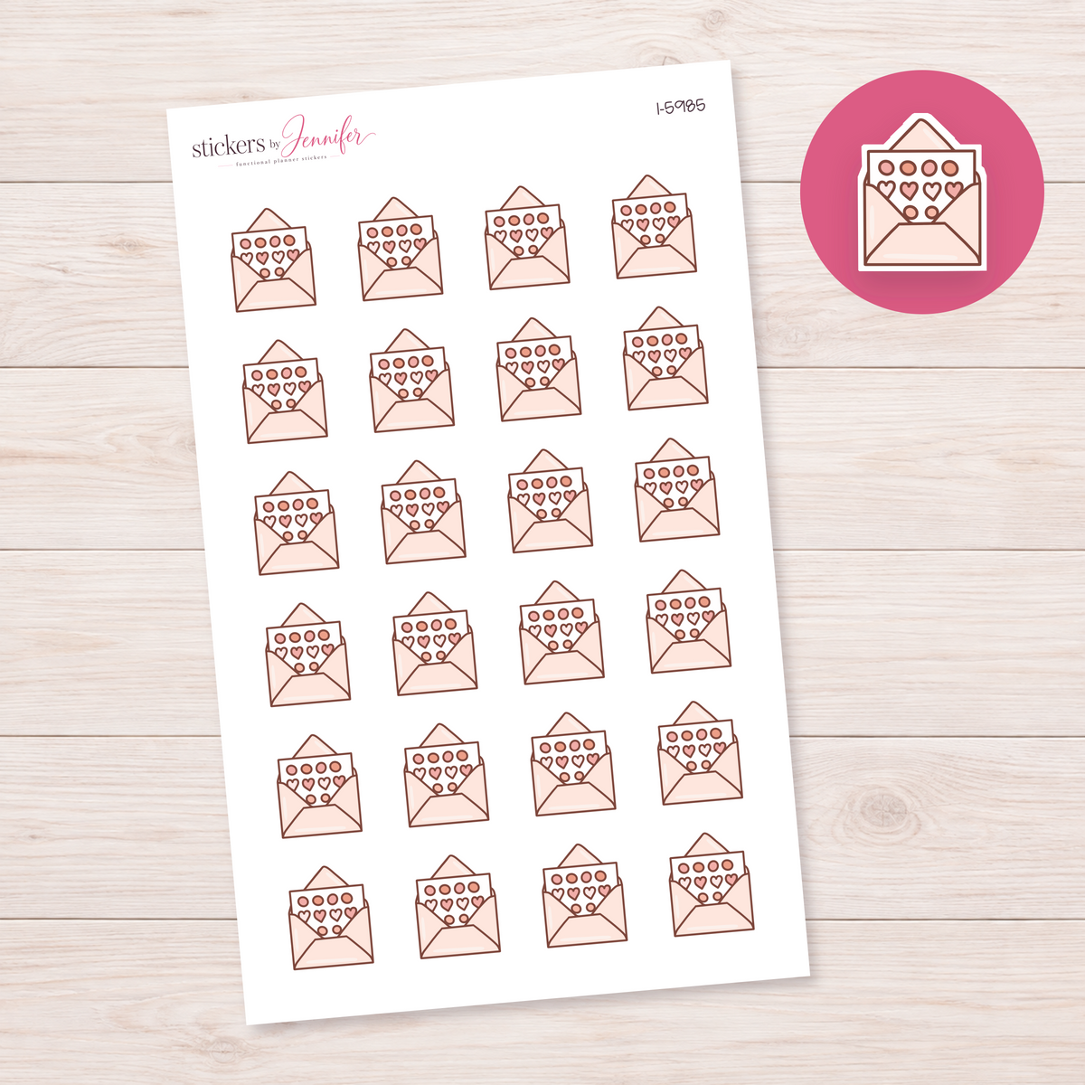 Envelope of Heart Stickers Planner Stickers | I-5985