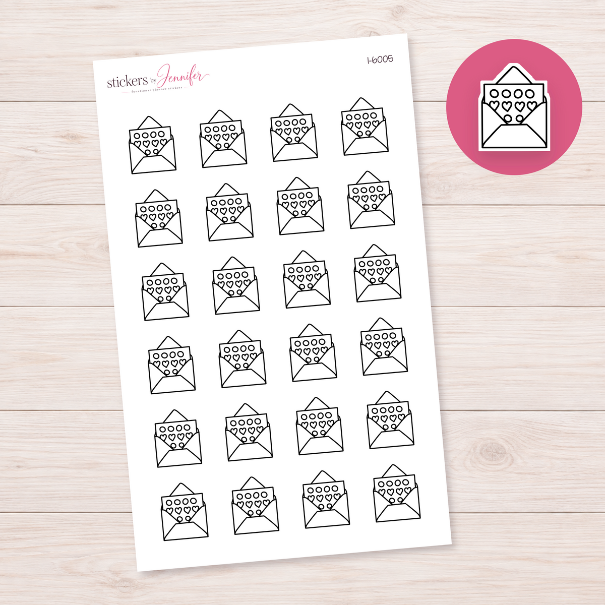 Heart Letter Outline Planner Stickers | I-6005
