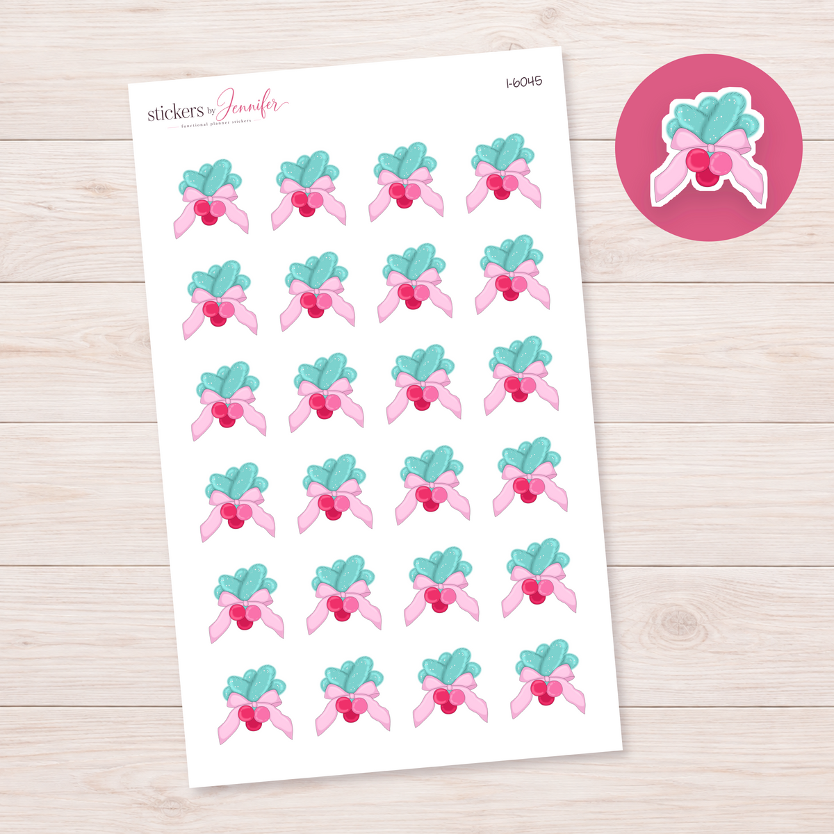Pastel Holly Bow Planner Stickers | I-6045