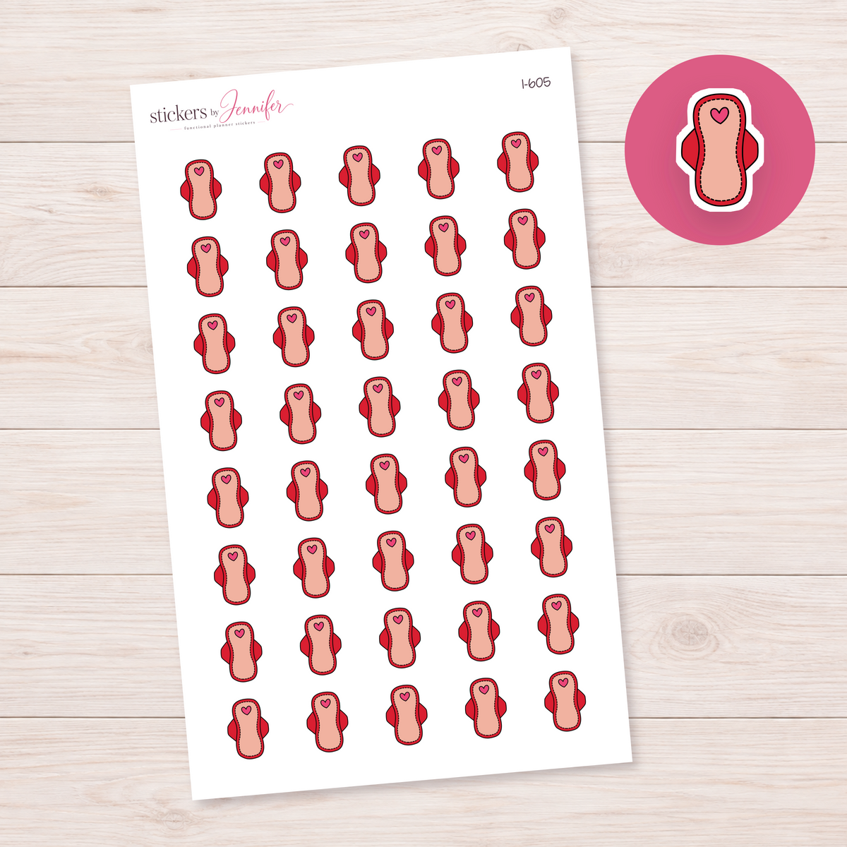 Red Period Tracker Pad Planner Stickers | I-605