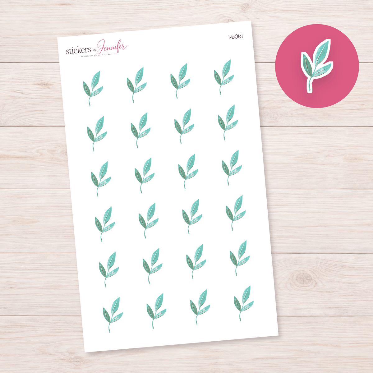 Teal Leaf Sprig Planner Stickers | I-6061